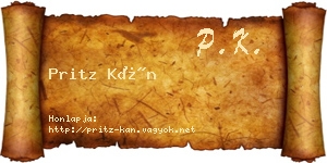Pritz Kán névjegykártya